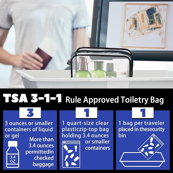 16 Pieces Clear Cosmetic Bags PVC Clear Makeup Bags TSA Approved Toiletry Bag with Zipper Waterproof Vinyl Plastic Organizer Storage Transparent Pouch for Women and Men (Black, Small)