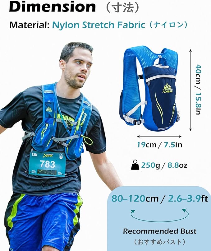 TRIWONDER Hydration Running Vest Backpack, Lightweight Water Pack for Men Women Hydration Backpack for Trail Race, Hiking, Cycling, Climbing, Camping, Jogging, Marathon