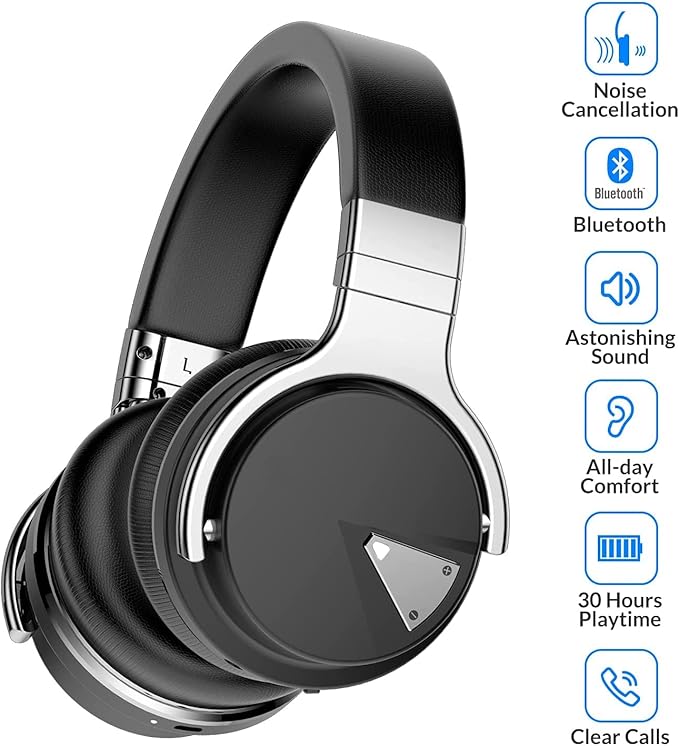 Million Sold 10 Years Classic E7 Active Noise Cancelling Headphones with Upgraded Noise Cancellation, Bluetooth Headphones Wireless with HD Sound Vivid Deep Bass, for Home Office Travel Birthday Gift