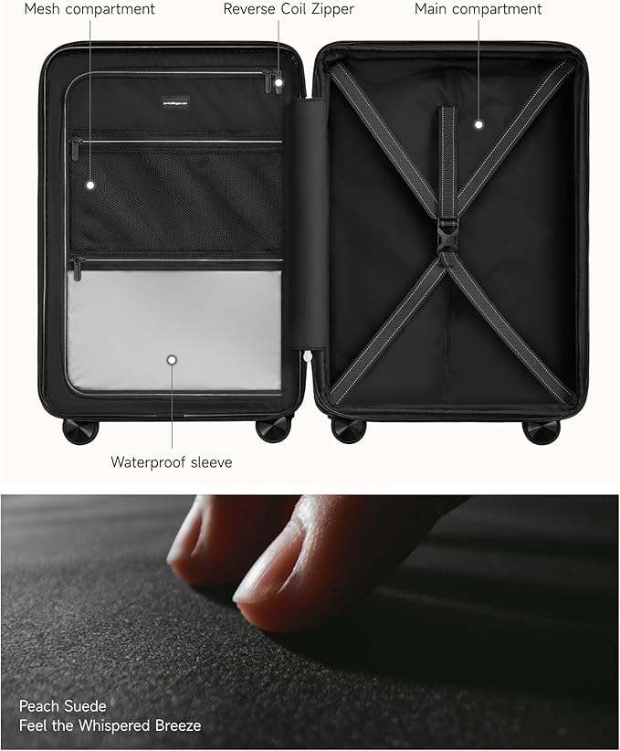 LUGGEX Carry On Luggage HUP3, Accelerate Access with DiHook, Handy Pouch, 20 inch Expandable Hard Shell Suitcases with Spinner Wheels