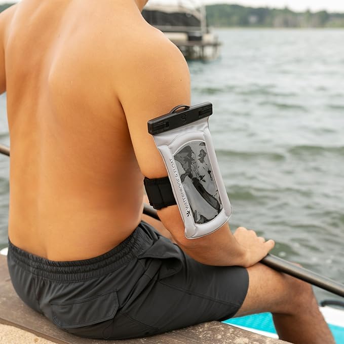 geckobrands Float Phone Dry Bag with Arm Band - Floating Watertight Dry Bag Phone Pouch, Fits Most iPhone and Samsung Galaxy Models Pink