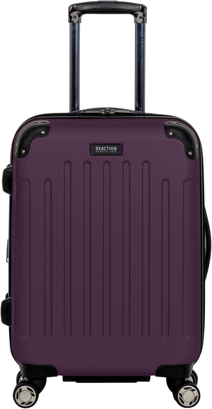 Kenneth Cole REACTION Renegade Luggage Expandable 8-Wheel Spinner Lightweight Hardside Suitcase, Midnight Plum, 20-Inch Carry On
