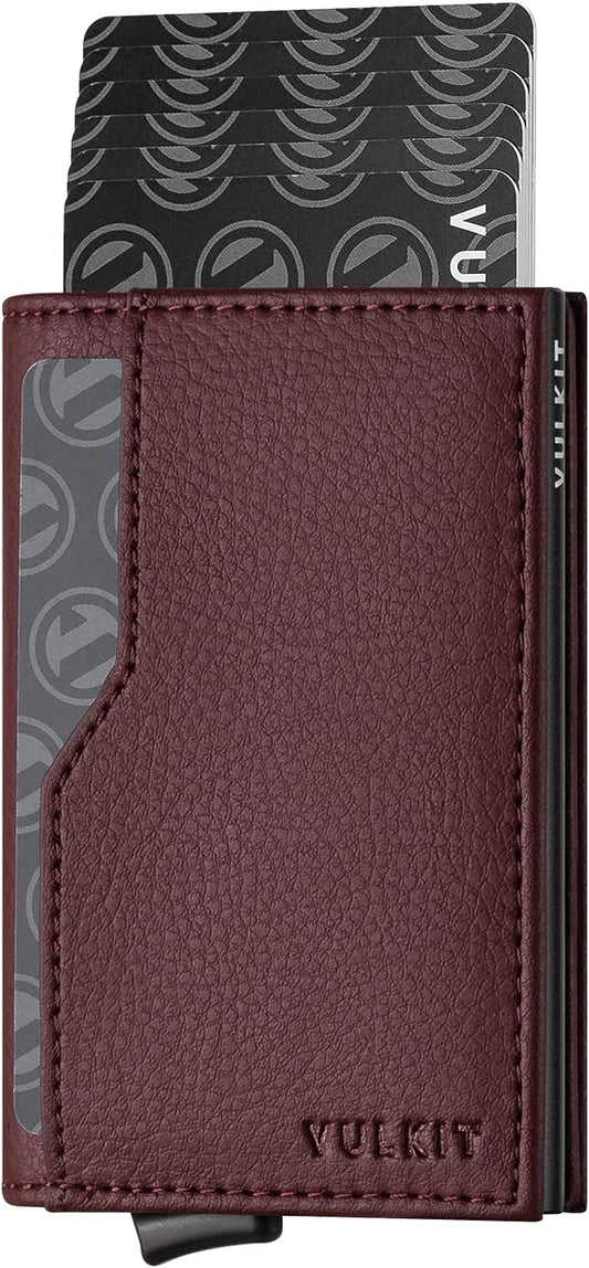 VULKIT Card Holder Wallet with Double ID Windows RFID Blocking Pop Up Wallet Minimalist Design for 12 Cards