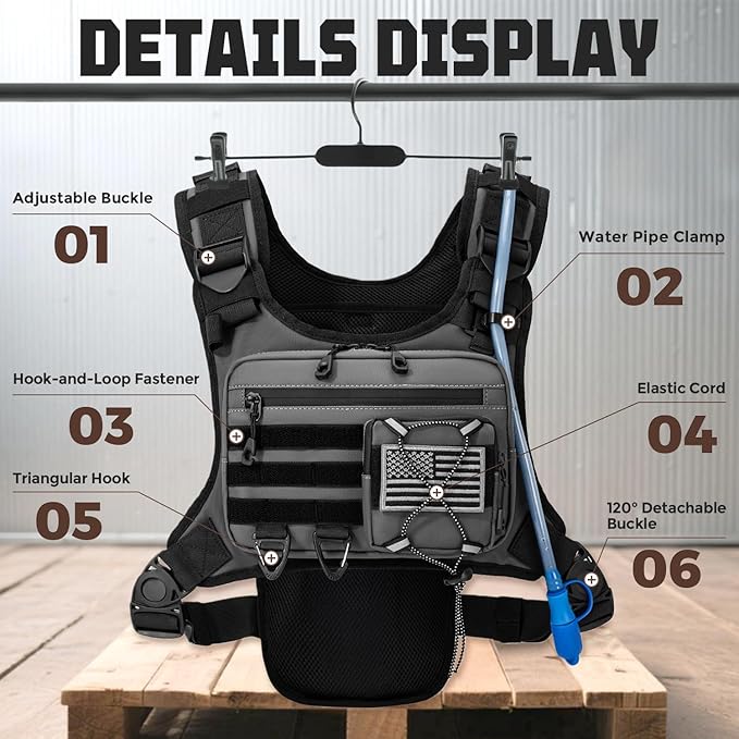 Hydration Vest with 2L Water Bladder for Men and Women,Lightweight Adjustable Hydration Backpack,Reflective Running Vest Chest Bag for Climbing Cycling Hiking