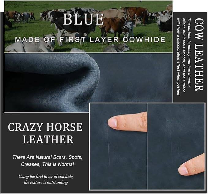 CONTACTS Full Grain Leather Family Passport Holder for 4 Airtag Passport Wallet RFID Blocking Travel Passport Cover with 4 Passport Slot, 6 Card Slot (Blue)