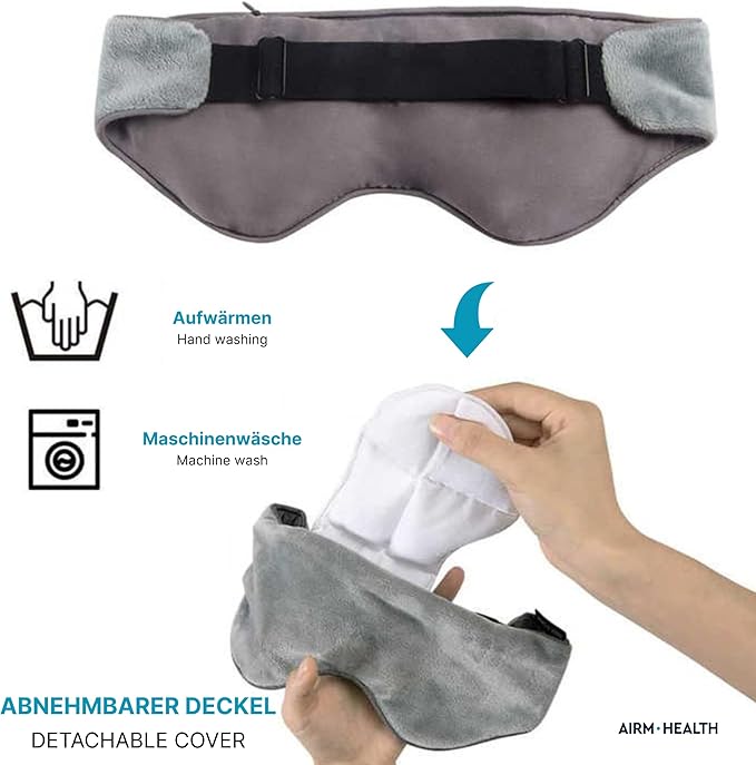 Weighted Sleep Mask with Removable Cooling and Warming Inserts – Soft Velour Eye Mask for Relaxation, Light Blocking & Travel (Gray)