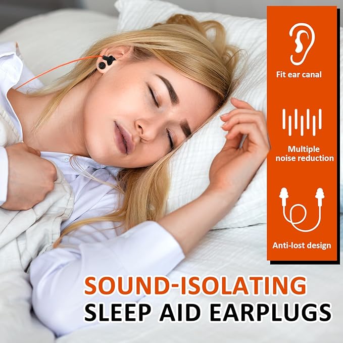 Xuhal 200 Pairs Corded Ear Plugs Silicone Earplugs with Cord Individually Wrapped Reusable Earplugs Sleep Noise Cancelling Hearing Protection for Snoring Shooting Studying Construction (Black)