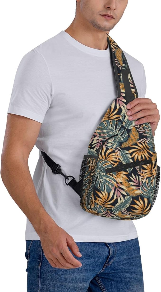 Hawaii Tropical Palm Sling Backpack Crossbody Bag Casual Chest Bags Travel Hiking Daypack Shoulder Bag for Women Men
