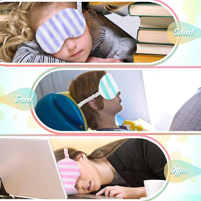 Cuffbow 6 Pcs Plush Sleep Eye Mask Silk Furry Eye Covers for Sleeping Cute Sleep Mask Fluffy Comfortable Sleeping Blindfold for Travel Sleepover Nap Party Supply Women(Lazy,Bright)