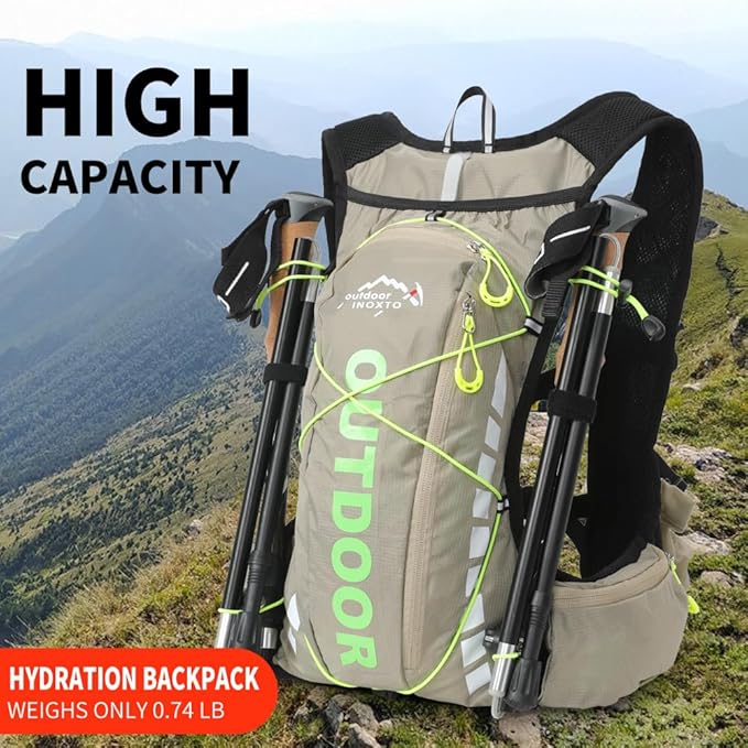 Hydration Pack Backpack，IX INOXTO Running Hydration Vest with 1.5L ( 50 oz) Water Bladder for Men Women，Lightweight Water Backpack for Hiking Cycling Climbing Camping