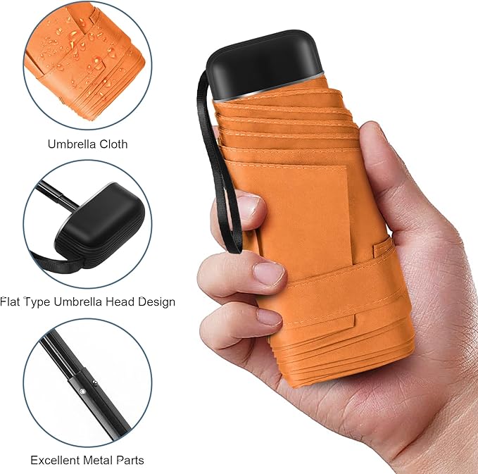 LEAGERA Compact Travel Umbrella with Case - Mini Umbrella for Purse, Small Lightweight &Tiny Design Perfect for Parasol Outdoor Sun&Rain Umbrellas
