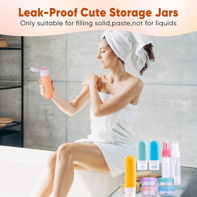 Landisun Travel Size Toiletries Essentials Bottles 18Pack Containers Travel-Bottles Essentials Leak Proof Colored