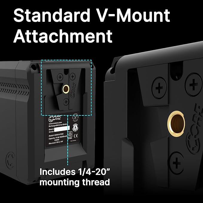 Core SWX NANO-V98X 98Wh Micro V-Mount Battery – Compact Lithium-Ion Pack with USB-C PD Input/Output, USB-A, P-Tap, 10A Load, 3.9hr Runtime (25W), for Cameras & Production Gear