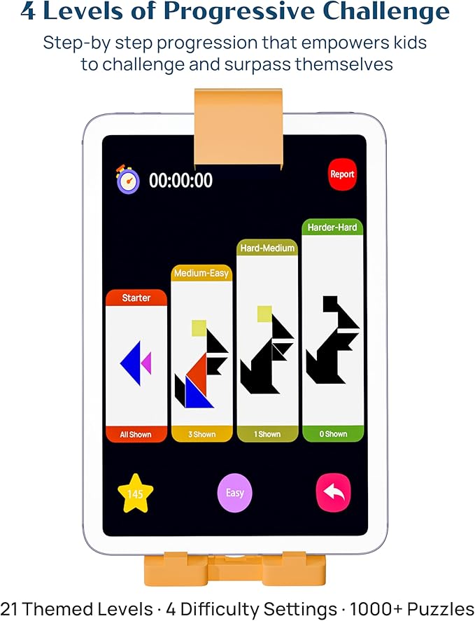 Qxtamo® Innovative AR Tangrams Puzzles Games, 1000+ Animated Sensory Toys, Family Travel Learning Education STEM Toys Birthday Gift Party Favors for Kids Children Boys Girls Teens, Ages 3+ Year Old