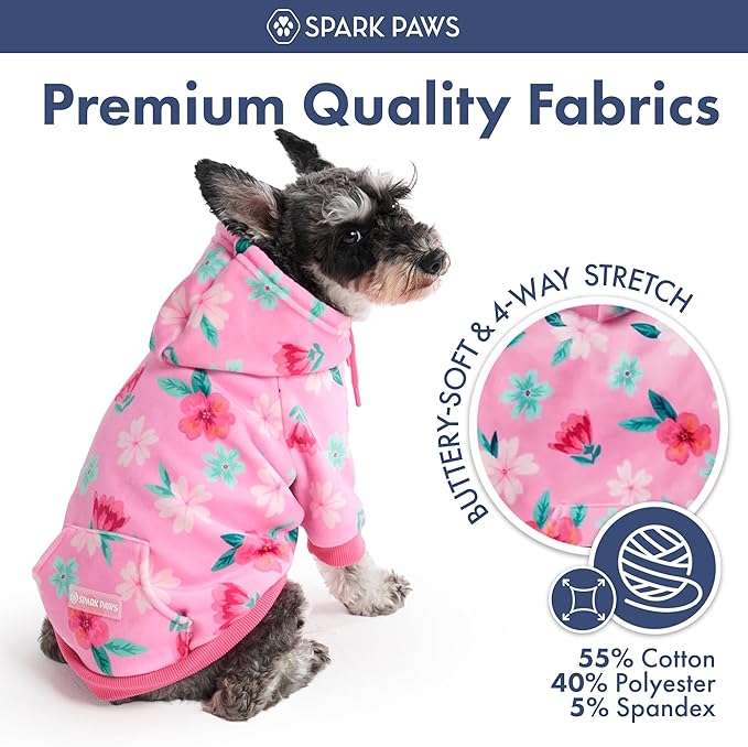 Spark Paws Dog Hoodie – Premium Dog Sweater for Small, Medium, and Large Dogs | Warm Outfits for French Bulldogs, Pitbull, Puppy, Winter Jacket Alternative - Blossom - XL