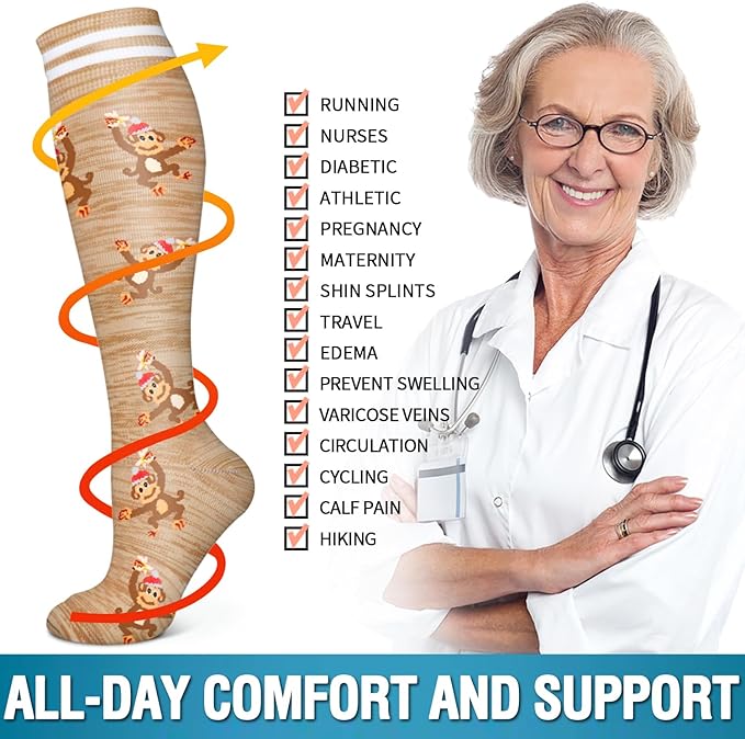 Bluemaple 6 Pack Copper Compression Socks for Women and Men Circulation-Best Support for Medical, Running,Nursing,Athletic