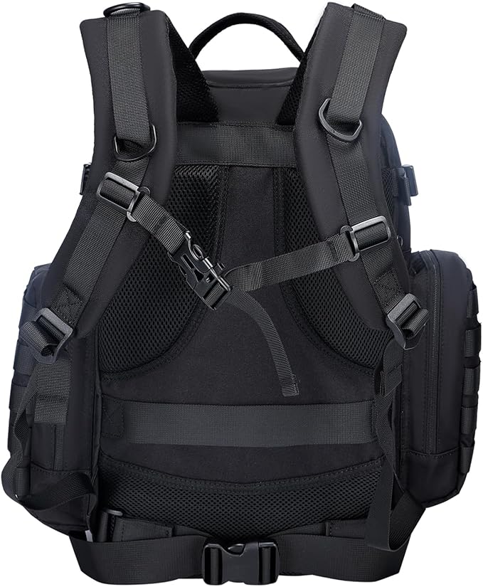 Military Tactical Backpack for Men and Women Molle Army Assault Pack with Patch(Black)