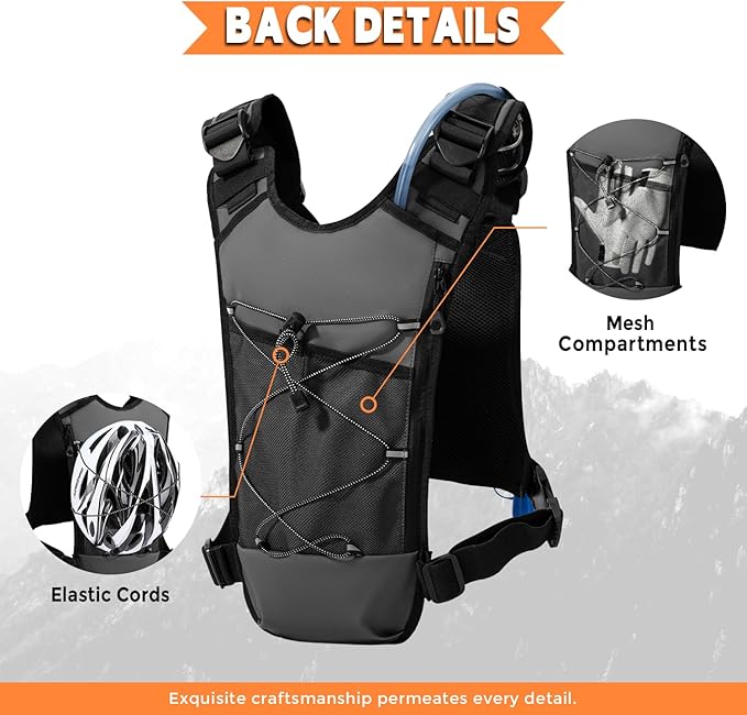 Outdoor Hydration Vest for Running & Hiking, Lightweight Breathable Water Backpack with 2.0L Bladder, Bounce-Free Chest Pack for Marathon, Cycling, Trekking for Men and Women