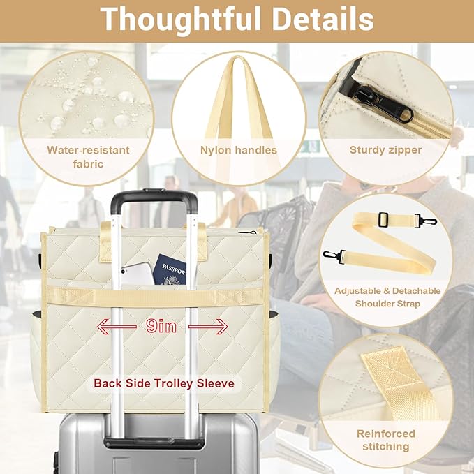 IBFUN Utility Tote Bag with 14/24 Pockets Zip Top Teacher Tote Bag for Teacher/Work Women