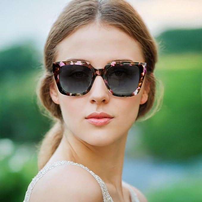 ZENOTTIC Oversized Polarized Square Sunglasses Women Trendy Sun Glasses Retro Designer Shade for Ladies UV400 Protection