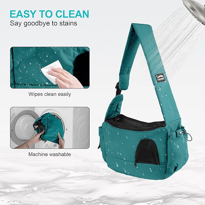 Dog Carrier Sling for Small Dogs & Cats Hand-Free Puppy Sling Purses with Storage Bag and Adjustable Shoulder Strap, Pet Sling Carrier Up to 8.8 Lbs (Blue)