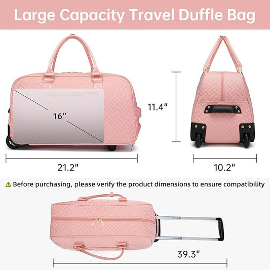 Duffle Bag for Travel, Weekender Bag with Shoe Compartment, Carry On Overnight Bag for Women with Toiletry Bag, Gym Bag with Wet Pocket, Hospital Bags for Labor and Delivery Beige