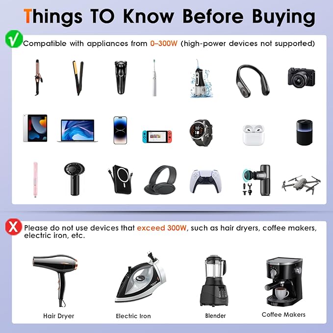 220V to 110V Voltage Converter US to Europe for Curling Iron and Hair Straighteners, Power Converter for European Travel Plug Adapter with 2 USB A & 2 USB C Ports (Type C-Europe)