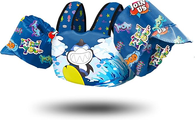 Chriffer Kids Swim Vest Life Jacket for 30-55 Pounds Boys and Girls, Toddler Floaties with Shoulder Harness Arm Wings for 2,3,4,5,6,7 Years Old Baby