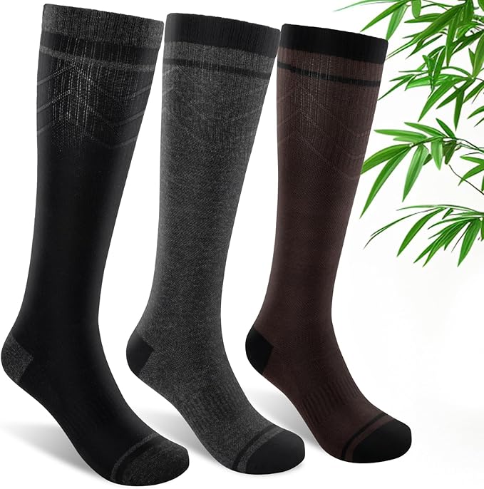 SONORAN Bamboo Viscose Compression Socks for Women & Men (3 Pairs) 15-20 mmHg Knee High Support for Nurses, Travel, Pregnant