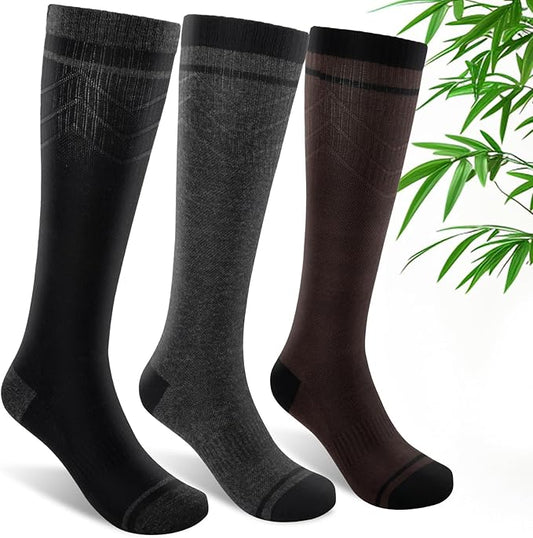 SONORAN Bamboo Viscose Compression Socks for Women & Men (3 Pairs) 15-20 mmHg Knee High Support for Nurses, Travel, Pregnant