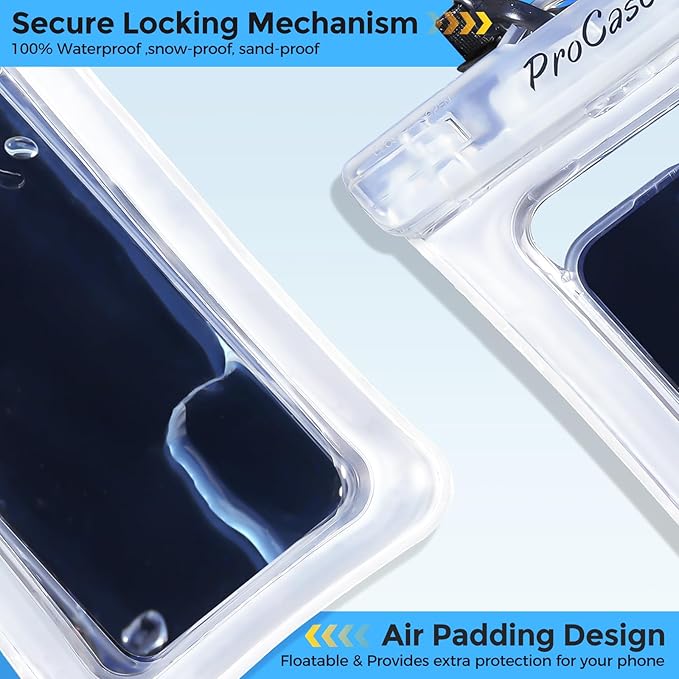 ProCase 2 Pack Floating Waterproof Phone Pouch Up to 7", IPX8 Floatable Underwater Phone Case Dry Bag for iPhone 17/Air 16 15 14 13 12 11 Pro Max Xs Max XR X 8 7 Plus SE/Galaxy S24 S23 S22 - Clear