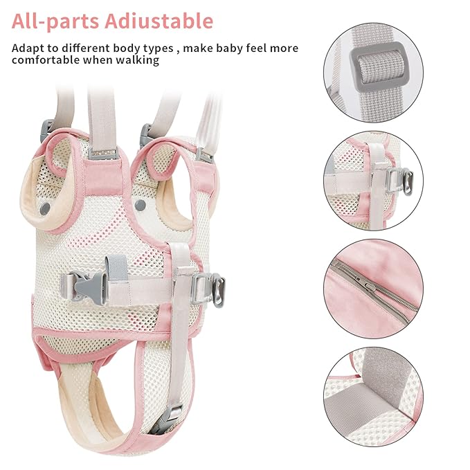 Baby Walker Breathable Baby Walking Harness Handheld Kids Walker Helper Toddler Infant Walker Harness Assistant Belt Pulling and Lifting Dual Use Walking Assistant Strap (Pink 1)