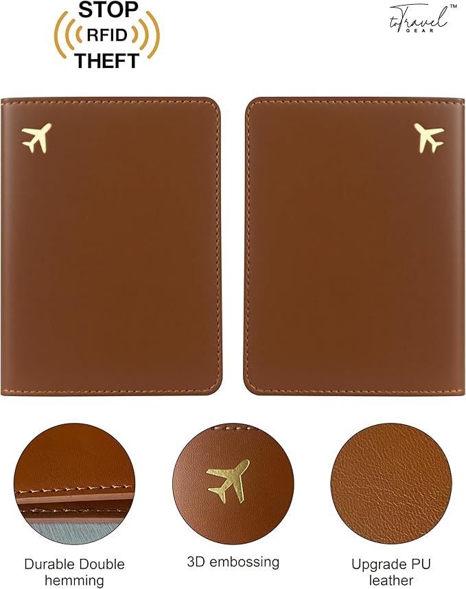 PU Leather Passport Holder Covers Case, Waterproof Rfid Blocking Travel Wallet Passport Holder(Espresso Brown)