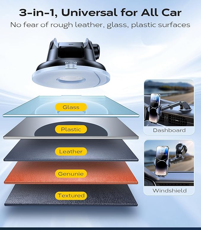 VICSEED [True Strongest Suction] [Rally Racing-Grade Stability] Phone Holders for Your Car 2025 Upgraded Car Phone Holder Mount Truck Stand Cradle for iPhone Samsung All Phones, Yellow