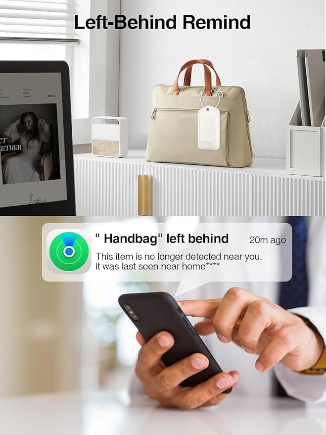 TopMade Smart Luggage Tag with Apple Find My, Premium Leather Luggage Tags for Suitcase, Travel Bags, Backpacks, Anti-Lost Suitcase Tag Tracker for Travel with Privacy Name Card, Rechargeable