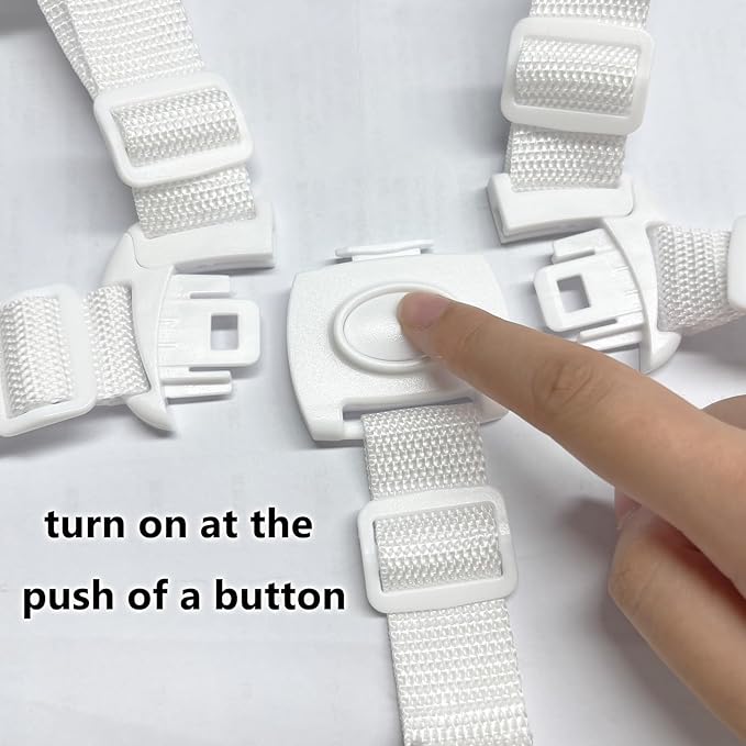 High Chair Straps,5 Point Harness Seat Belt Safety Strap Belt,Universal Baby Safe Belt Holder for Most 5 Point High Chairs,Stroller Pram Buggy Pushchair(White)