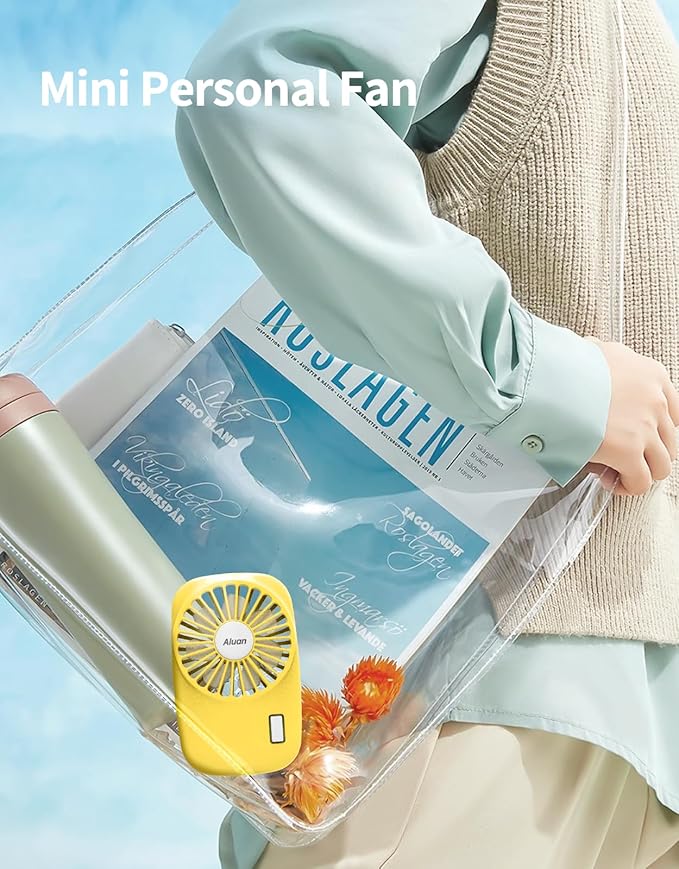 Aluan Handheld Fan Mini Fan Powerful Small Personal Portable Fan Speed Adjustable USB Rechargeable Cooling for Kids Girls Boys Woman Man Home Office Outdoor Travel, Yellow