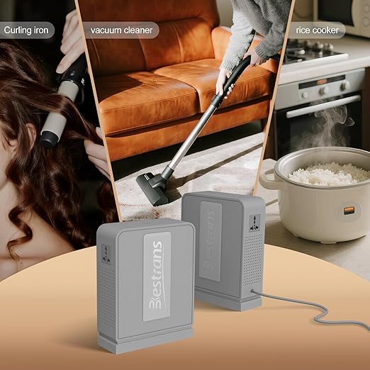 3000W Step Up Transformer 110v to 220v Converter, Heavy Duty Voltage Converter 110v to 220v with Dual Outlets, Overload Protection & Ultra-Quiet Design for Home Appliances, Light Grey