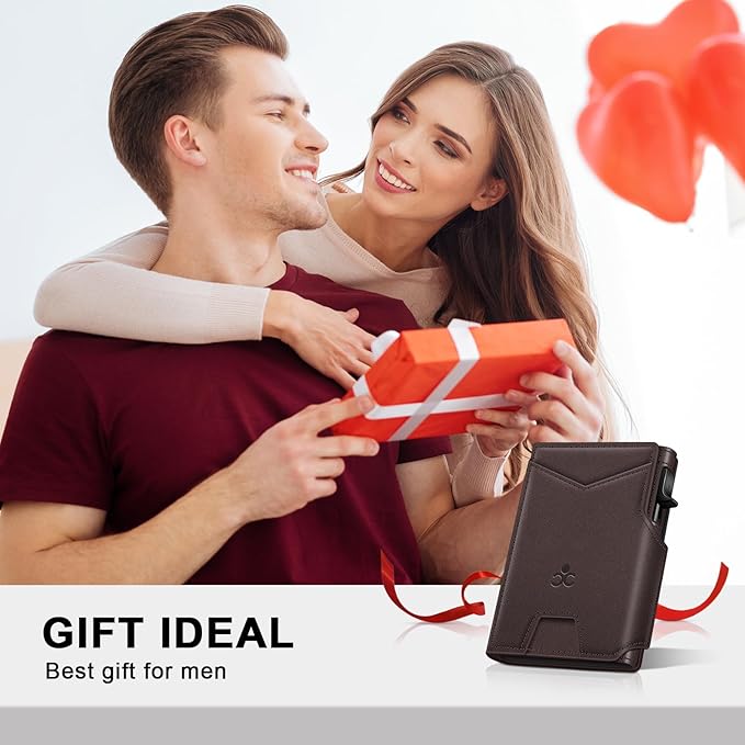 Wallet for Men Wallet with Slim Pop Up Card Holder 9-13 Cards, Bifold Minimalist Smart Wallet RFID Blocking Credit Card Holder with ID Window & Stretchable Cash Slot