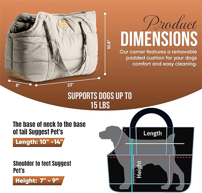 NoblePup Cozy Plush Dog Purse Carrier for Small Dogs - Dog Carrier Purse with Secure Harness Clip, Dog Tote Bag for Small Dogs and Puppies - White 2.0