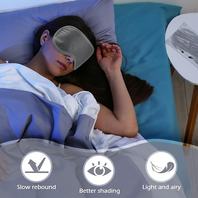 Tarpop 200 Pcs Eye Mask Sleeping Blindfold Eye Cover with Adjustable Strap for Games Party Team Building Travel Individually Wrapped Sleep Mask for Women Men (Gray)