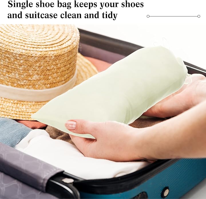 Chumia 12 Pcs Shoe Dust Bags Single Pouch with Drawstring Closure Washable Breathable Shoe Covers for Travel Home Luggage Handbags Organizer