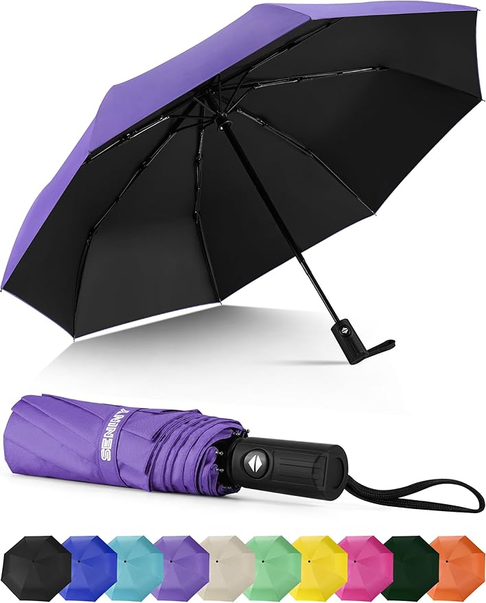 Seniny Windproof Travel Umbrella, Automatic Umbrellas for Rain, Portable & Compact Umbrellas for Backpack, Strong UV for Protection, Folding Small Sun Umbrella for Car, Walking