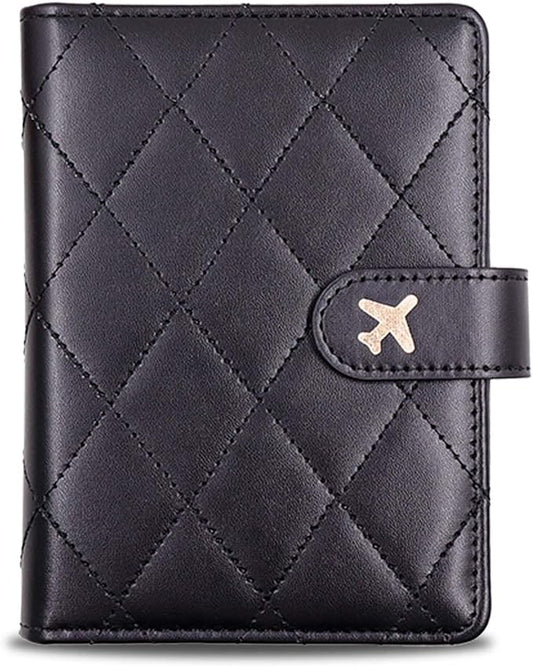 Melsbrinna Rfid Passport Holder for Travel women/Men, Cute Passport Wallet Rfid Blocking Card Slots, Rfid Passport Cover/CaseTravel Wallet, Passport Book Holder (1, LG BLACK)