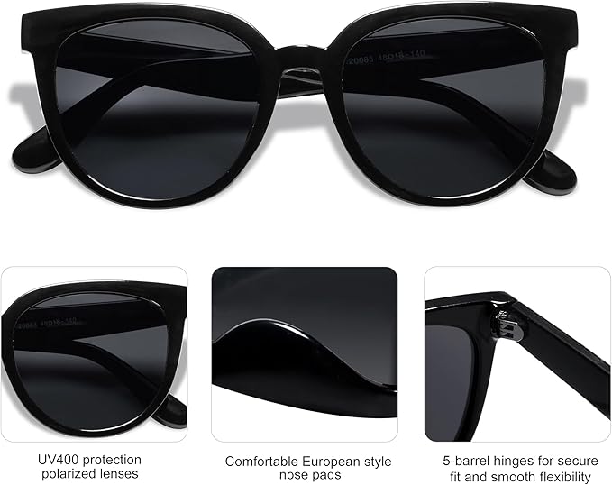 SOJOS Trendy Cat Eye Round Polarized Sunglasses for Women Fashion UV Protection Sunnies Sunglasses SJ2175