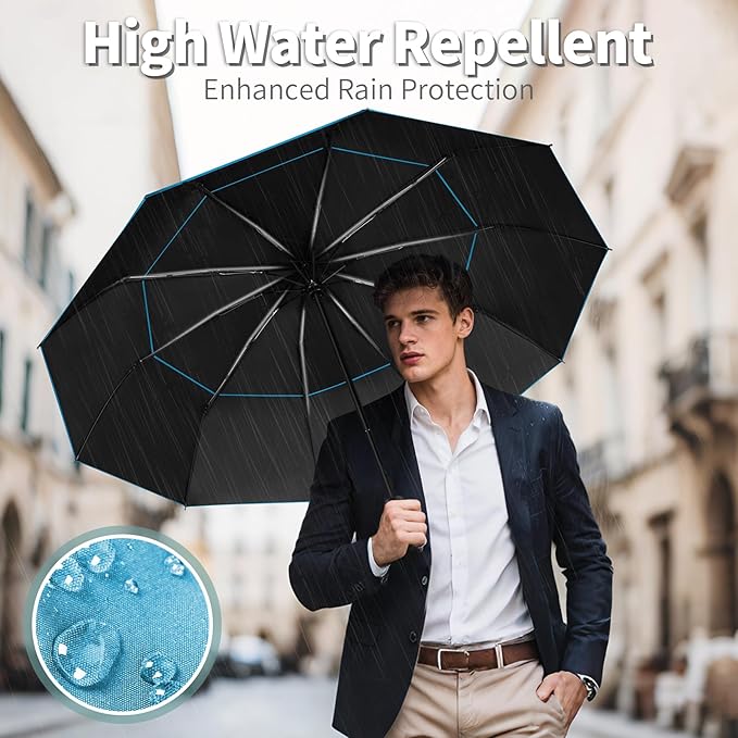 Seniny Windproof Travel Umbrella, Automatic Umbrellas for Rain, Portable & Compact Umbrellas for Backpack, Strong UV for Protection, Folding Small Sun Umbrella for Car, Walking