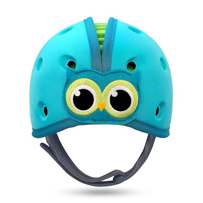 SafeheadBABY Award-Winning Soft Infant Head Protector for Crawling and Walking Expandable Lightweight Baby Safety Helmet 7–24 Months (Head Circ. 40–52 cm) – Owl Blue Green