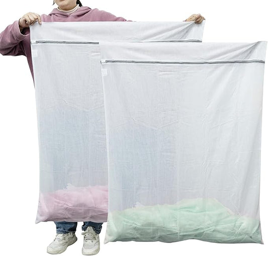 GOGOODA 2 Pack Extra Large Mesh Laundry Bag 43 x 35 in – XXXXL Washing Bag for Bedding, Blankets, Clothes, Pet Items, Travel & Storage – Washer Protector Bag for Washing Machine