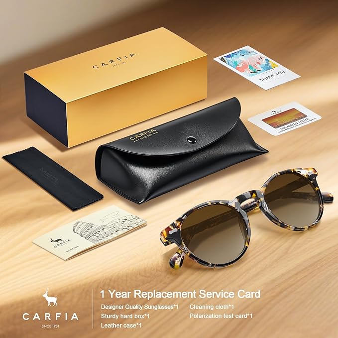 CARFIA Polarized Sunglasses for Women UV Protection Small Face Acetate Frame CA5288