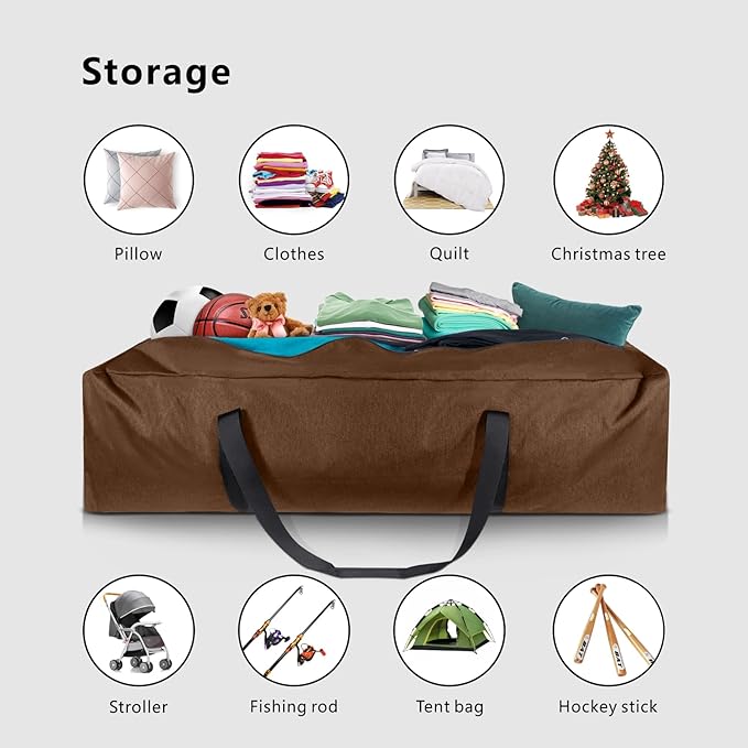 TOPDesign 46 Inch Extra Large Zippered Duffel Bag for Travel Camping Sports Equipment Storage, Waterproof Foldable Luggage Bag with Padded Handles